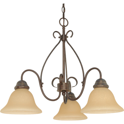Nuvo Lighting 60/1021  Castillo - 3 Light - 26" - Chandelier with Champagne Linen Washed Glass in Sonoma Bronze Finish